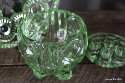 Vintage Green Glass Posy Bowl & Cake Stand - Kernow Furniture