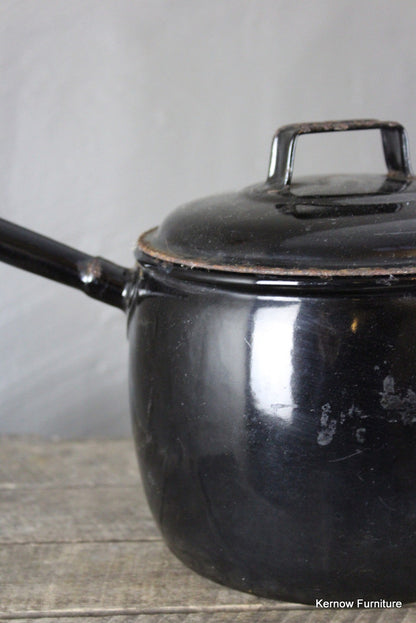 Black Enamel Saucepan - Kernow Furniture