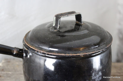 Black Enamel Saucepan - Kernow Furniture