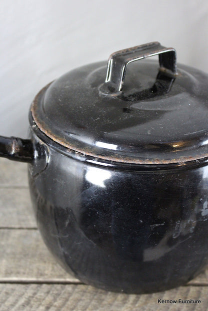 Black Enamel Saucepan - Kernow Furniture