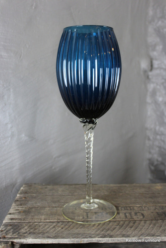 Large Blue Stemmed Glass - Kernow Furniture