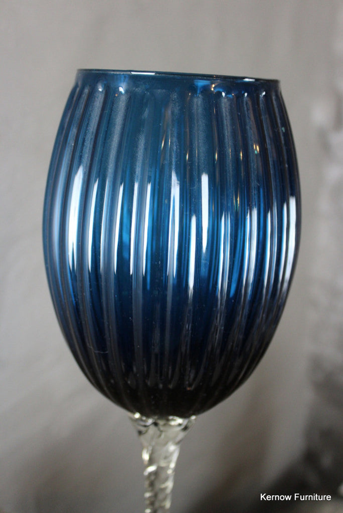 Large Blue Stemmed Glass - Kernow Furniture