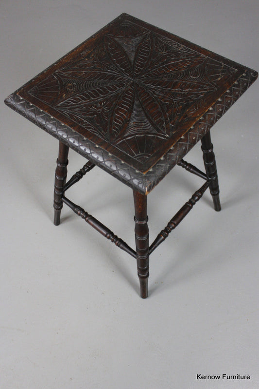 Carved Square Occasional Table - Kernow Furniture