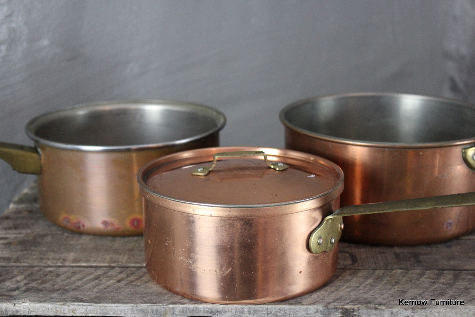 3 Copper Saucepans - Kernow Furniture