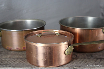 3 Copper Saucepans - Kernow Furniture