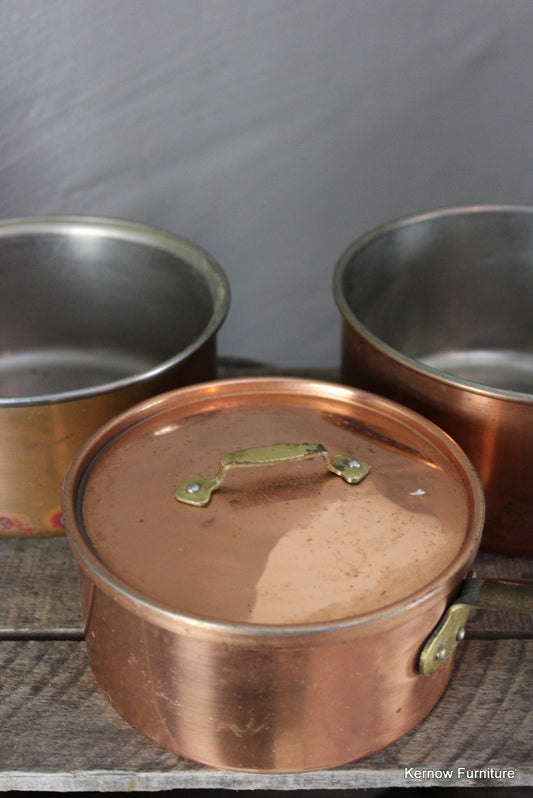 3 Copper Saucepans - Kernow Furniture