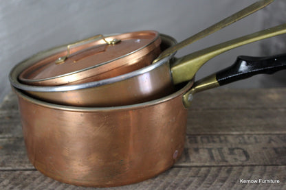 3 Copper Saucepans - Kernow Furniture