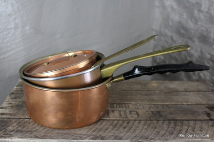 3 Copper Saucepans - Kernow Furniture