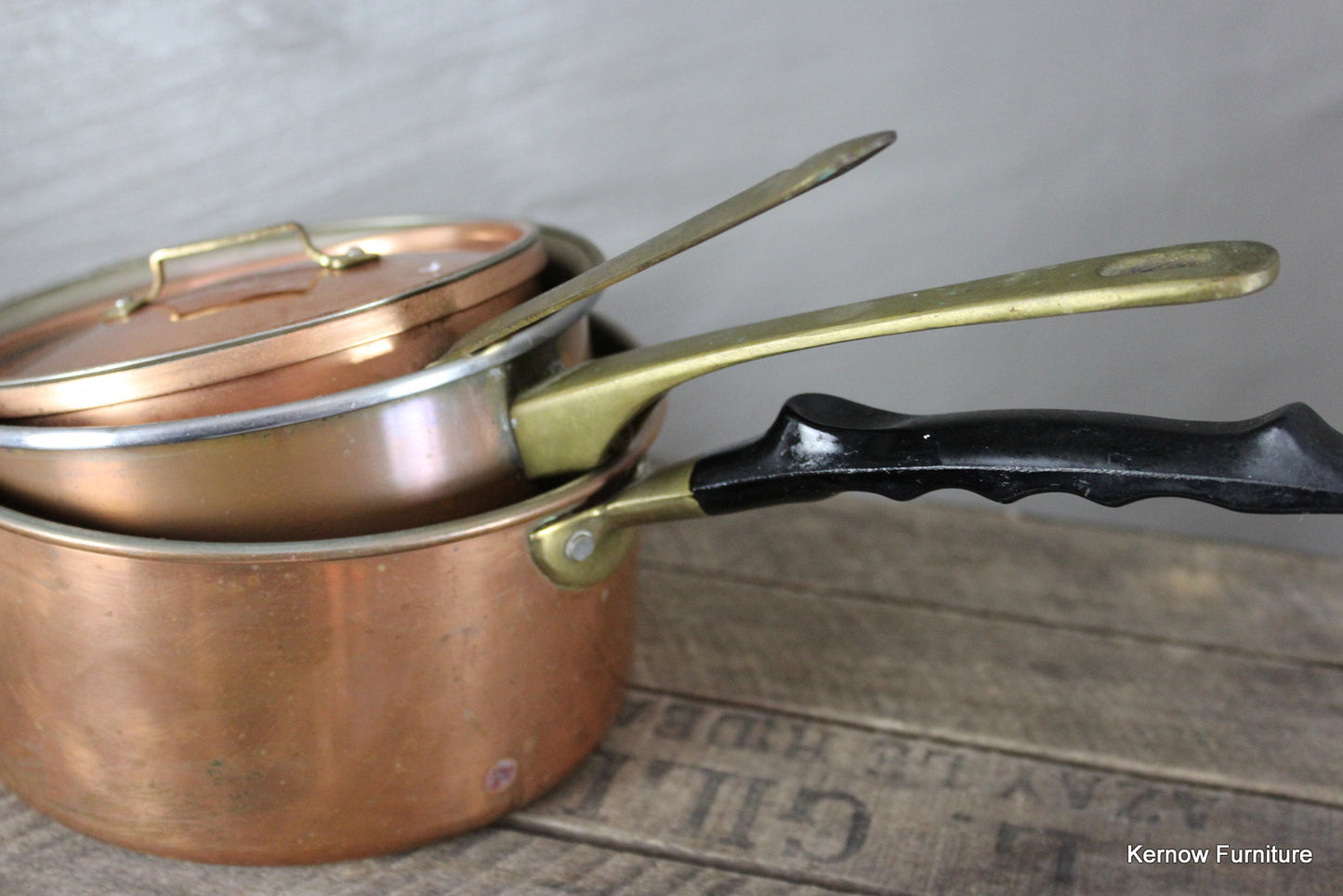 3 Copper Saucepans - Kernow Furniture