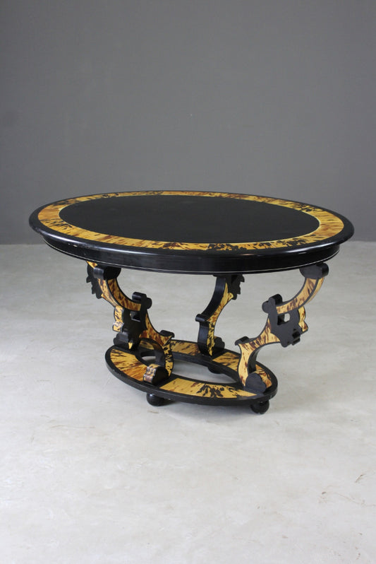 Oval Black & Tortoiseshell Effect Centre Table - Kernow Furniture