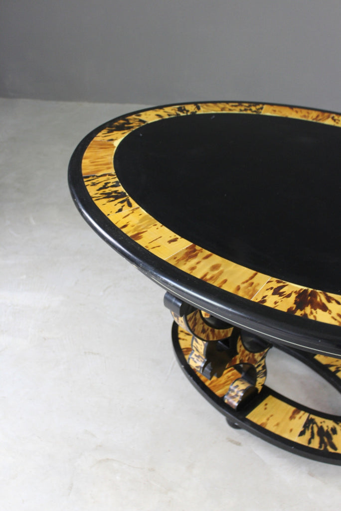 Oval Black & Tortoiseshell Effect Centre Table - Kernow Furniture