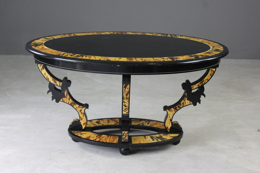 Oval Black & Tortoiseshell Effect Centre Table - Kernow Furniture