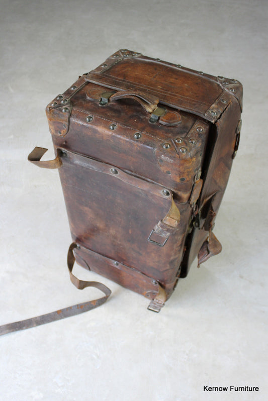 Victorian Brown Leather Trunk - Kernow Furniture