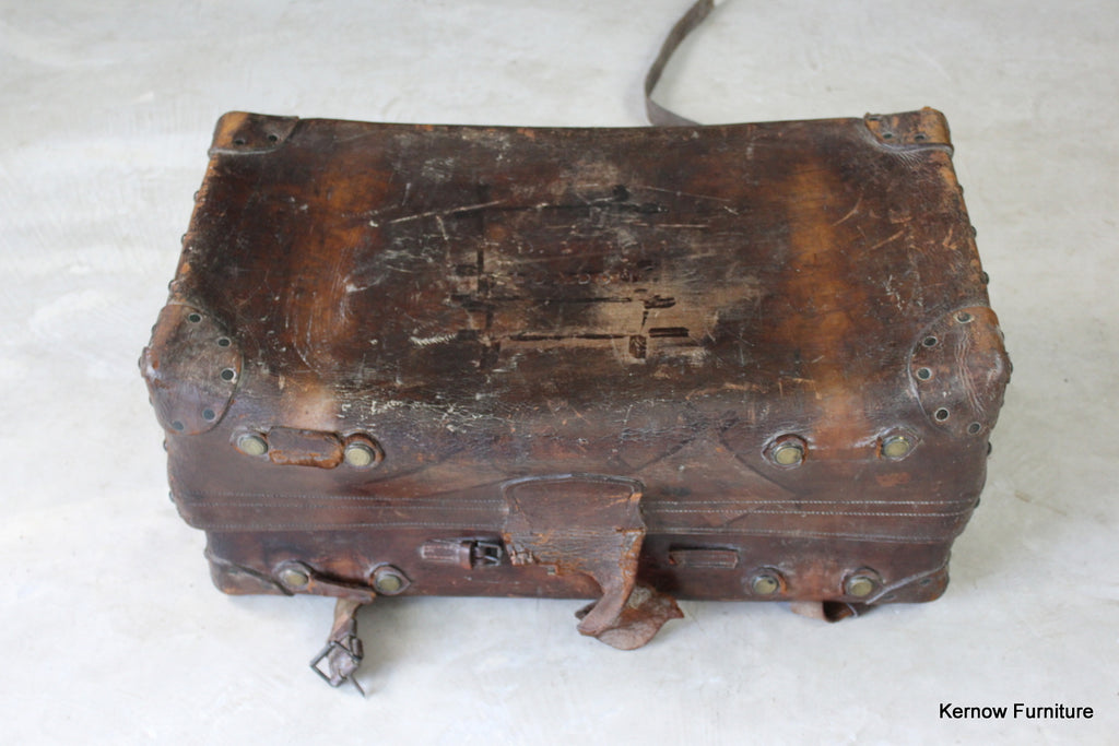 Victorian Brown Leather Trunk - Kernow Furniture