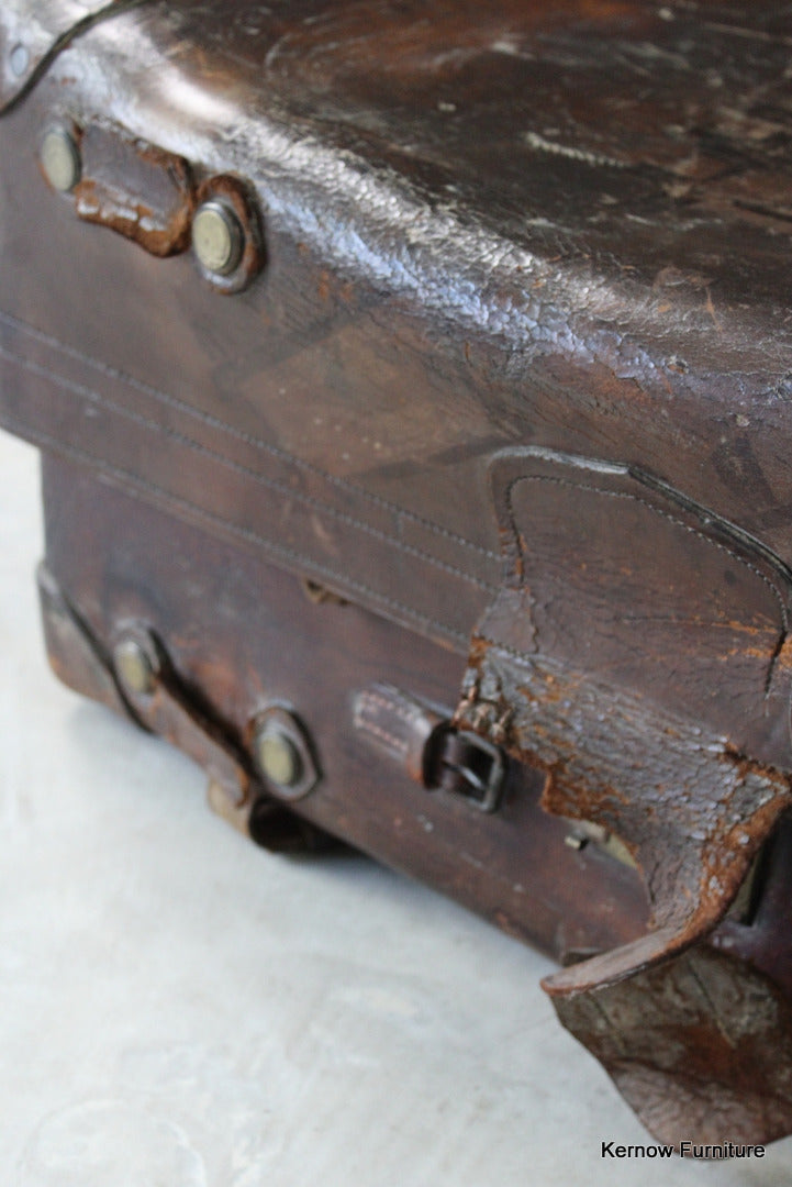 Victorian Brown Leather Trunk - Kernow Furniture