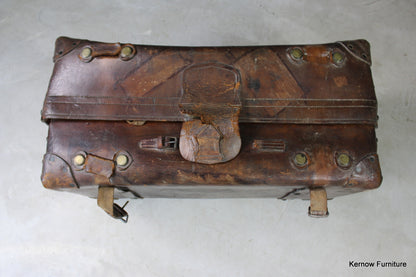 Victorian Brown Leather Trunk - Kernow Furniture