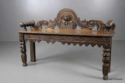 Carved Oak Bench - Kernow Furniture