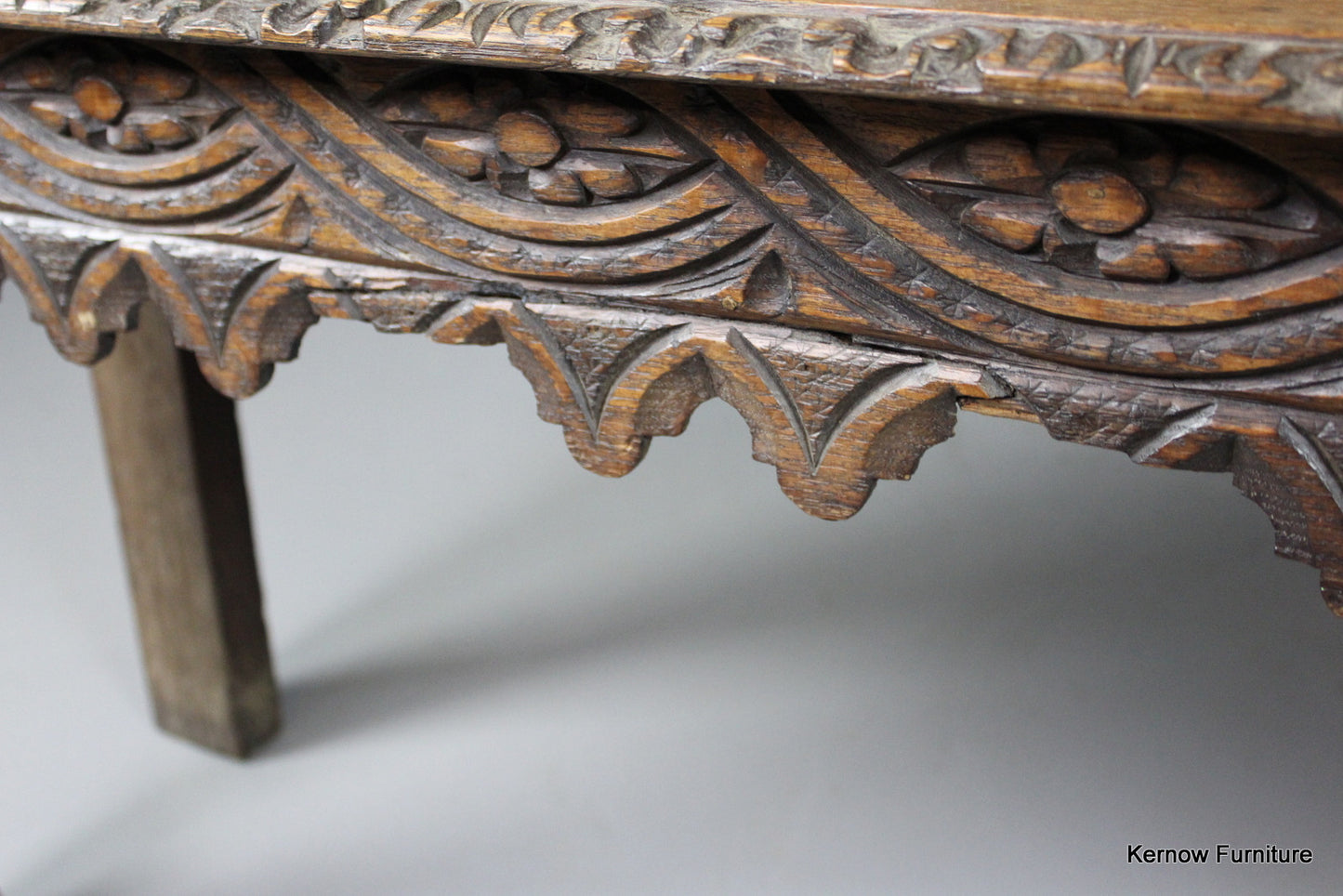 Carved Oak Bench - Kernow Furniture