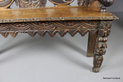 Carved Oak Bench - Kernow Furniture