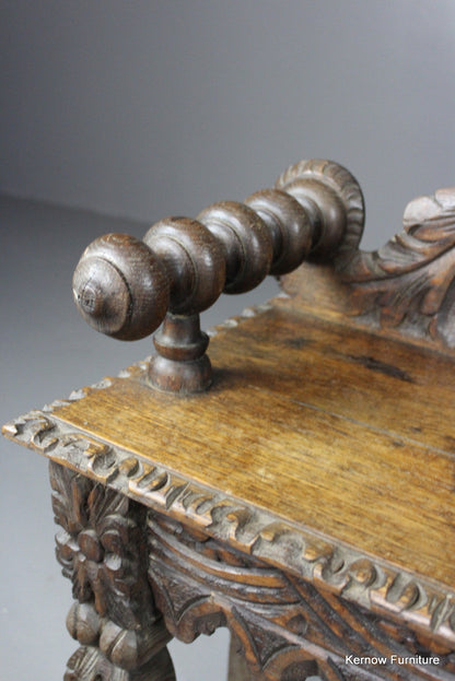 Carved Oak Bench - Kernow Furniture