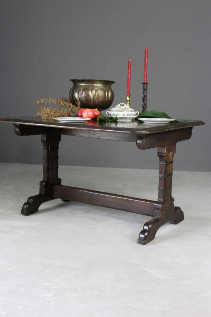 Victorian Gothic Style Oak Dining Table - Kernow Furniture