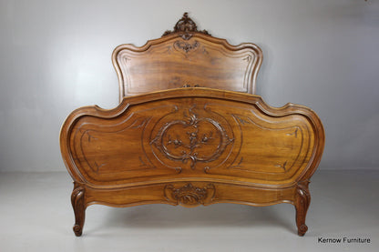 Antique Louis XV Style Ornate Walnut French Bed - Kernow Furniture