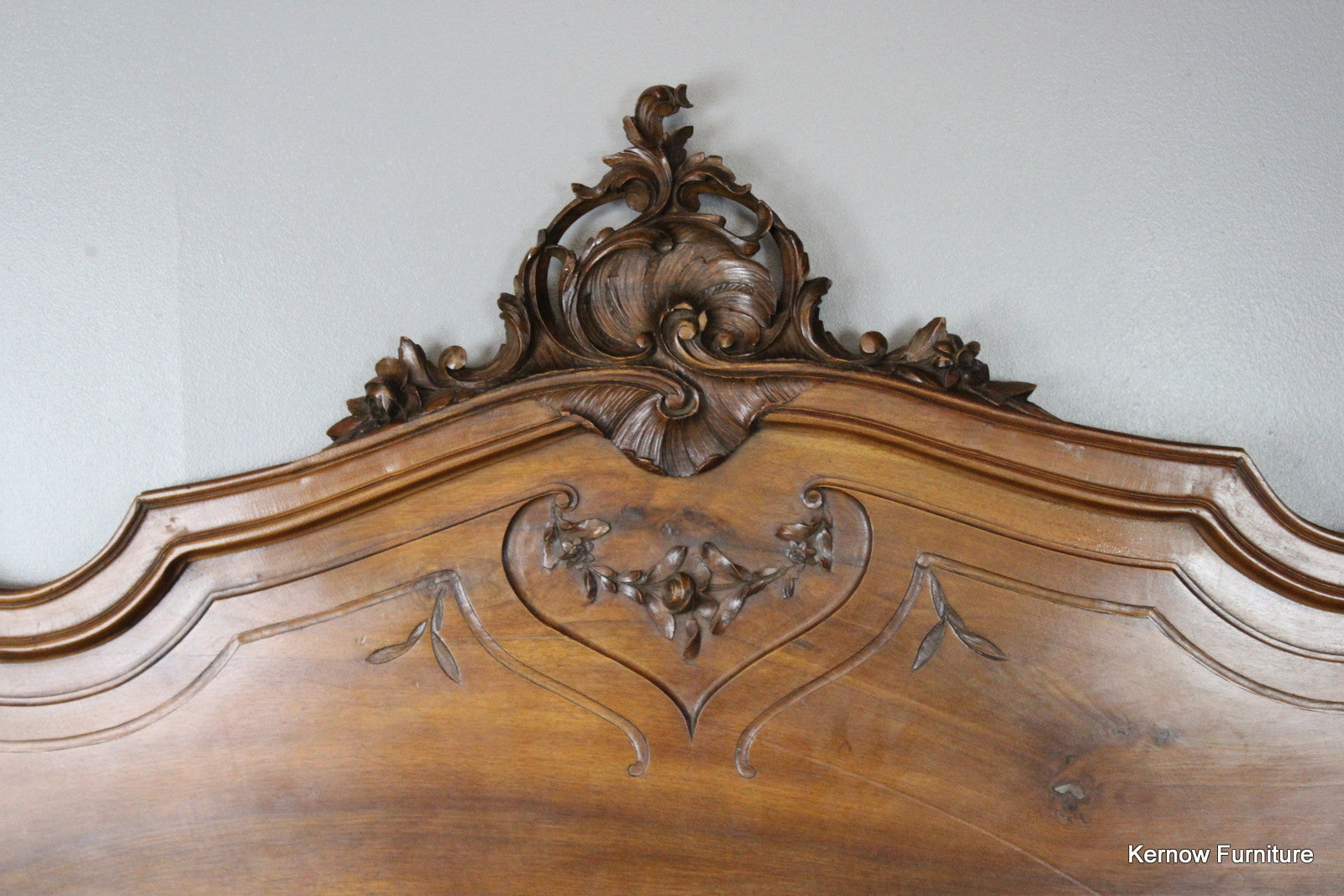 Antique Louis XV Style Ornate Walnut French Bed - Kernow Furniture