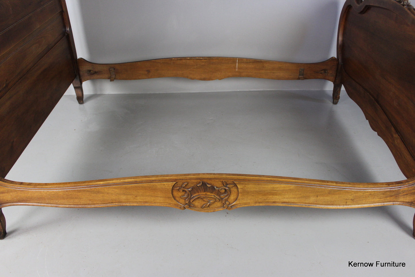 Antique Louis XV Style Ornate Walnut French Bed - Kernow Furniture