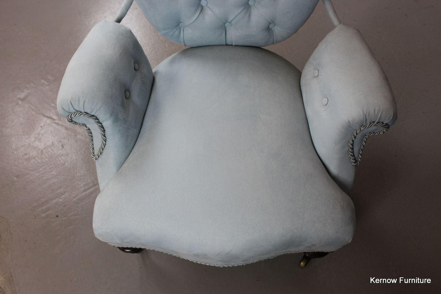 Antique Blue Upholstered Armchair - Kernow Furniture