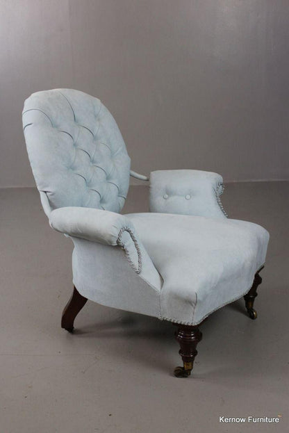 Antique Blue Upholstered Armchair - Kernow Furniture