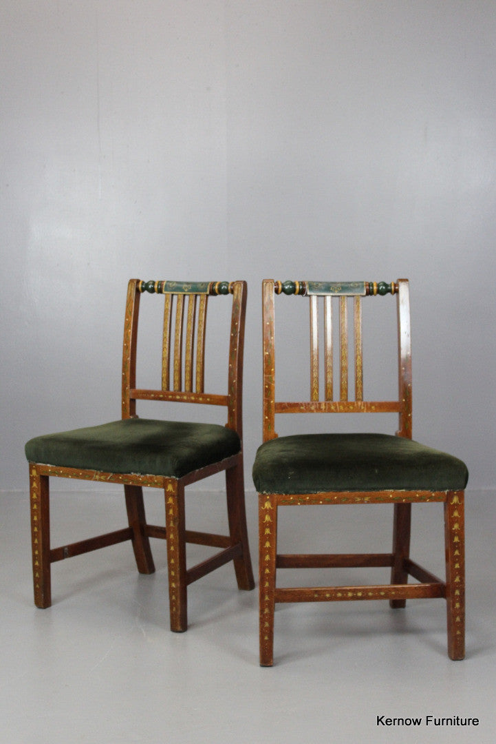 Pair Painted Dining Chairs - Kernow Furniture