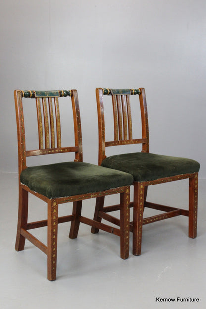 Pair Painted Dining Chairs - Kernow Furniture