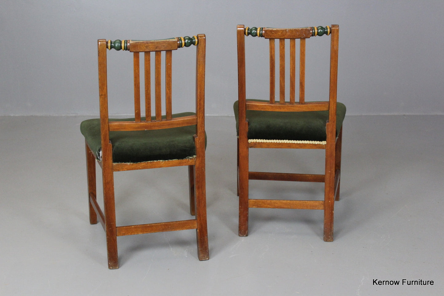 Pair Painted Dining Chairs - Kernow Furniture