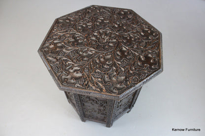 Octagonal Carved Indian Table - Kernow Furniture