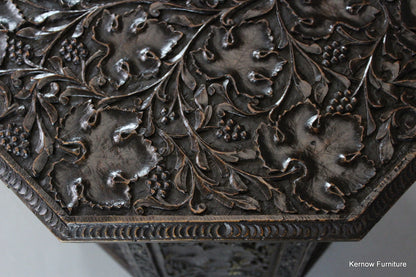 Octagonal Carved Indian Table - Kernow Furniture