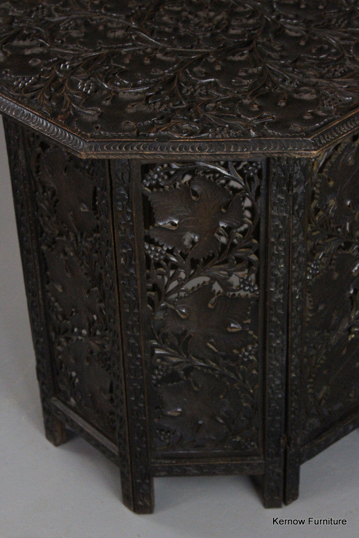 Octagonal Carved Indian Table - Kernow Furniture