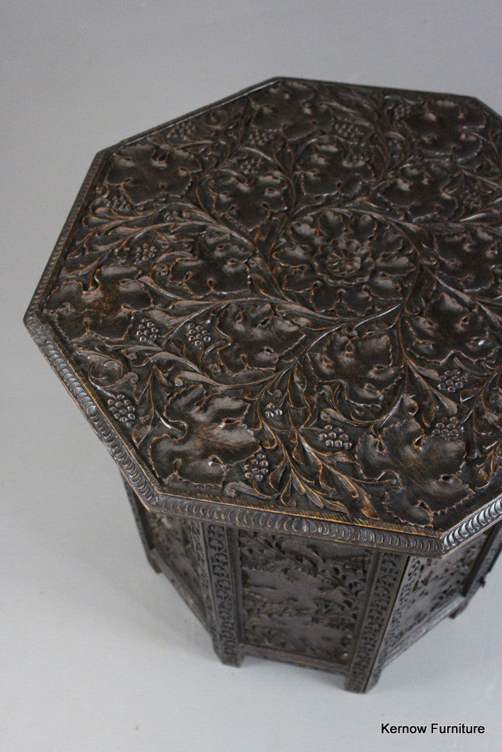 Octagonal Carved Indian Table - Kernow Furniture