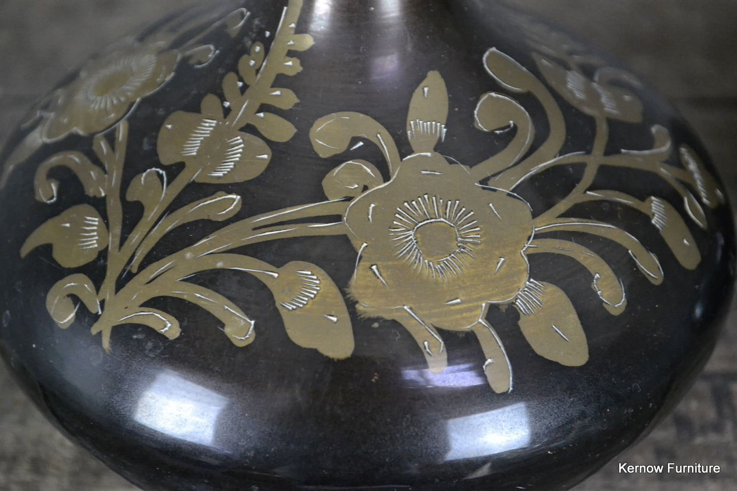 Pair Asian Etched Brass Vase - Kernow Furniture