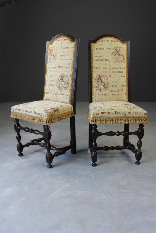 Pair 17th Century Style Dining Chairs - Kernow Furniture