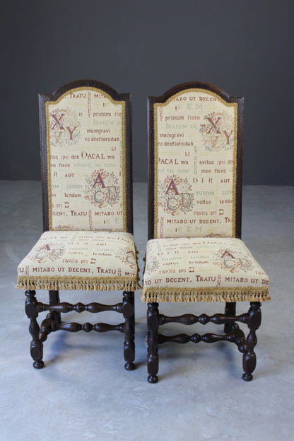 Pair 17th Century Style Dining Chairs - Kernow Furniture