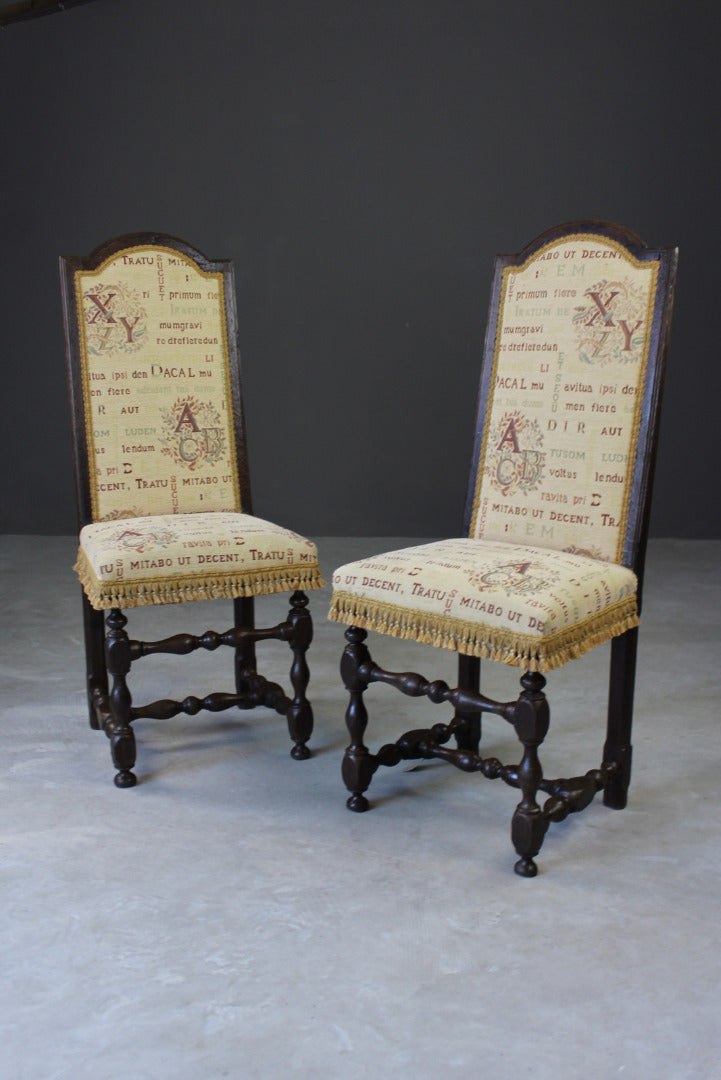 Pair 17th Century Style Dining Chairs - Kernow Furniture