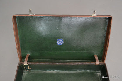 Antique Brown Leather Suitcase & Cover - Kernow Furniture