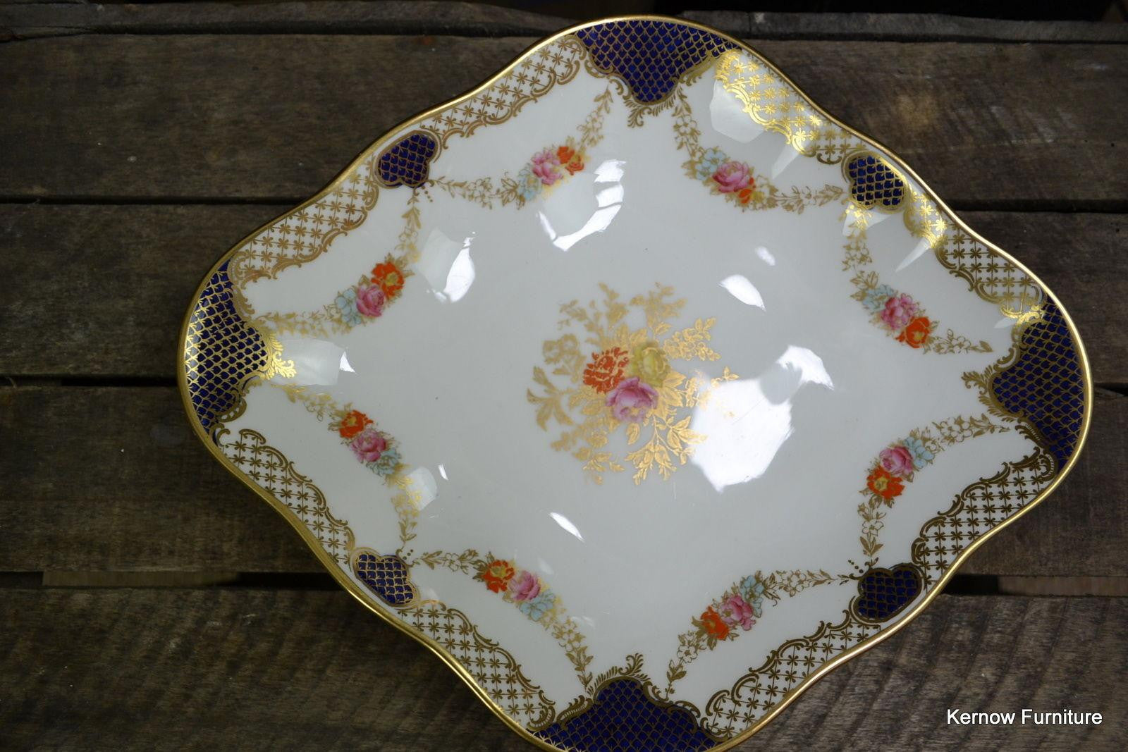 Wedgwood Diamond Shape Serving Dish Floral Blue & Gilt X3848 - Kernow Furniture