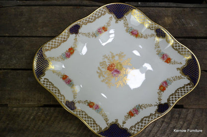 Wedgwood Diamond Shape Serving Dish Floral Blue & Gilt X3848 - Kernow Furniture