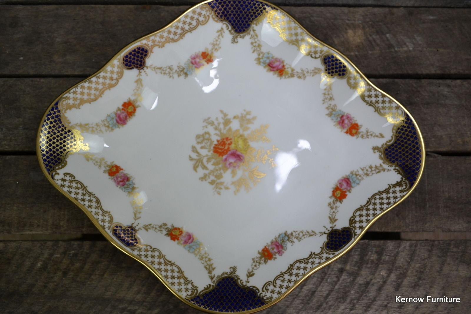 Wedgwood Diamond Shape Serving Dish Floral Blue & Gilt X3848 - Kernow Furniture