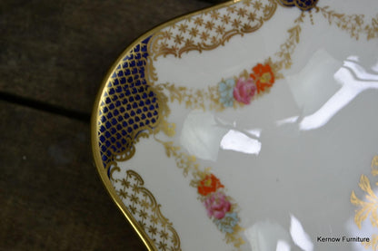 Wedgwood Diamond Shape Serving Dish Floral Blue & Gilt X3848 - Kernow Furniture