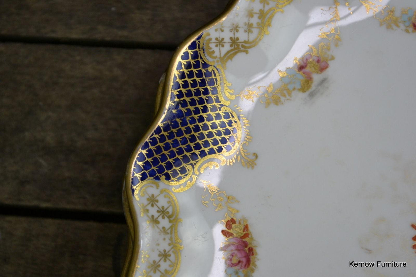 6 x Wedgwood Dessert Plate Blue & Gilt X3848 - Kernow Furniture