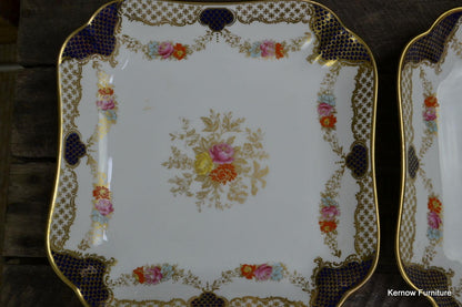 Wedgwood Square Dish Plate Blue & Gilt X3848 - Kernow Furniture