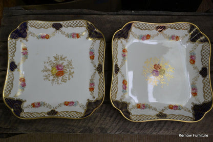 Wedgwood Square Dish Plate Blue & Gilt X3848 - Kernow Furniture