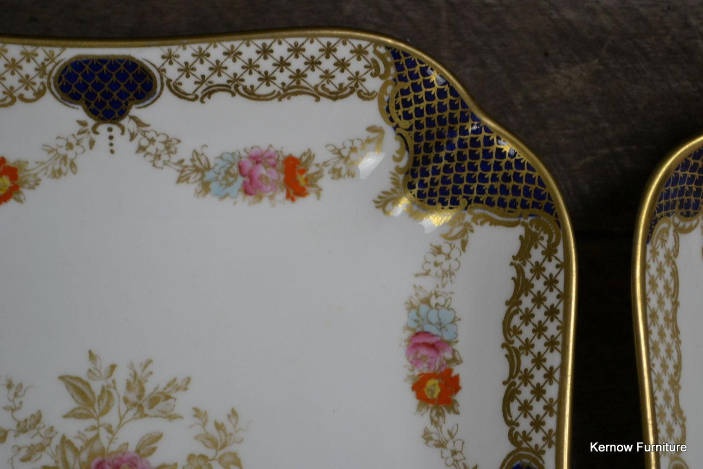 Wedgwood Square Dish Plate Blue & Gilt X3848 - Kernow Furniture